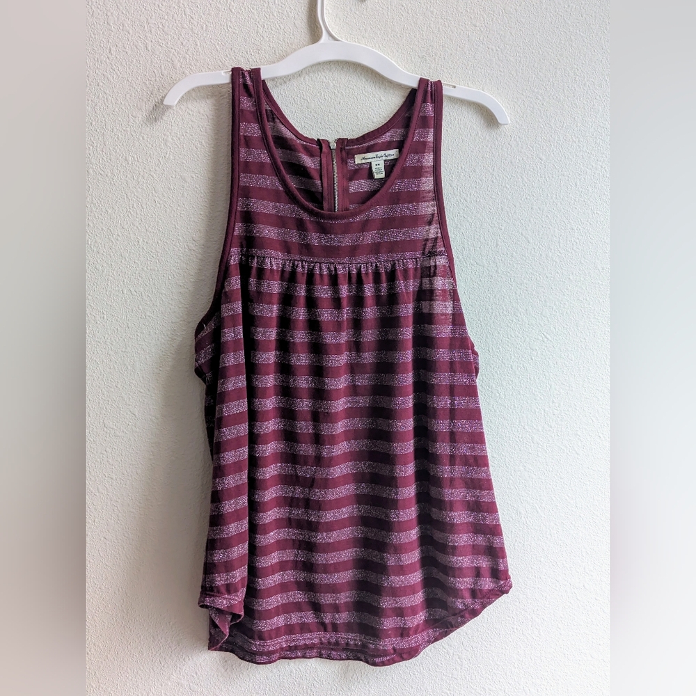 American Eagle Outfitters Burgundy Striped Blouse